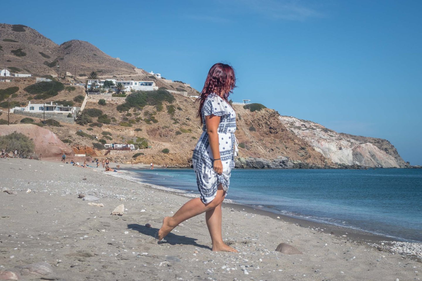 girl walking on Agia Kiriaki beach