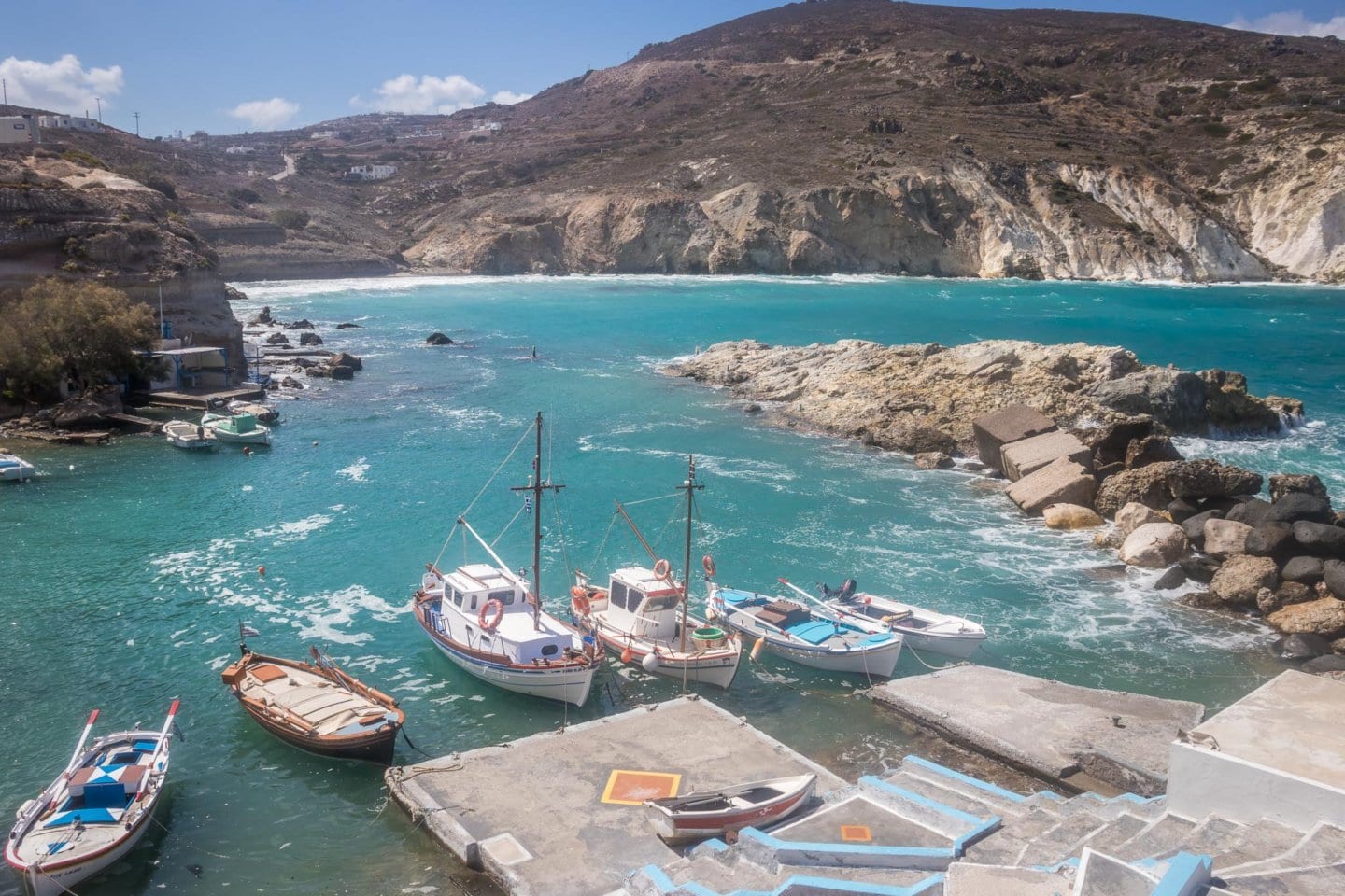 boats in the harbour on the Aegean sea