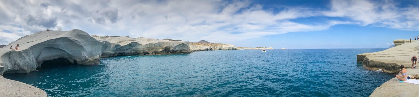 panoramic photo of cliffs on a Greek island