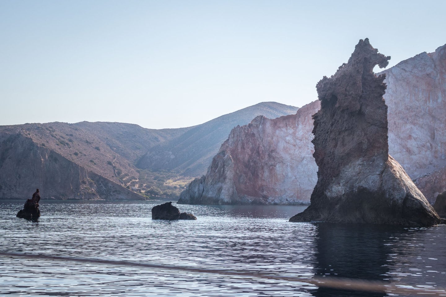 Arkoudes natural sculpture, guarding the island. Seen in passing from a sailing boat.