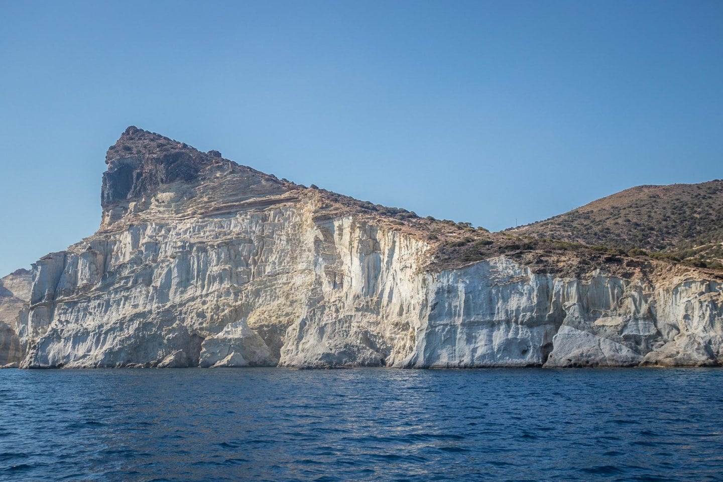Rock formations near Gerontas beach on Milos island. Seen in passing during a sailing trip.