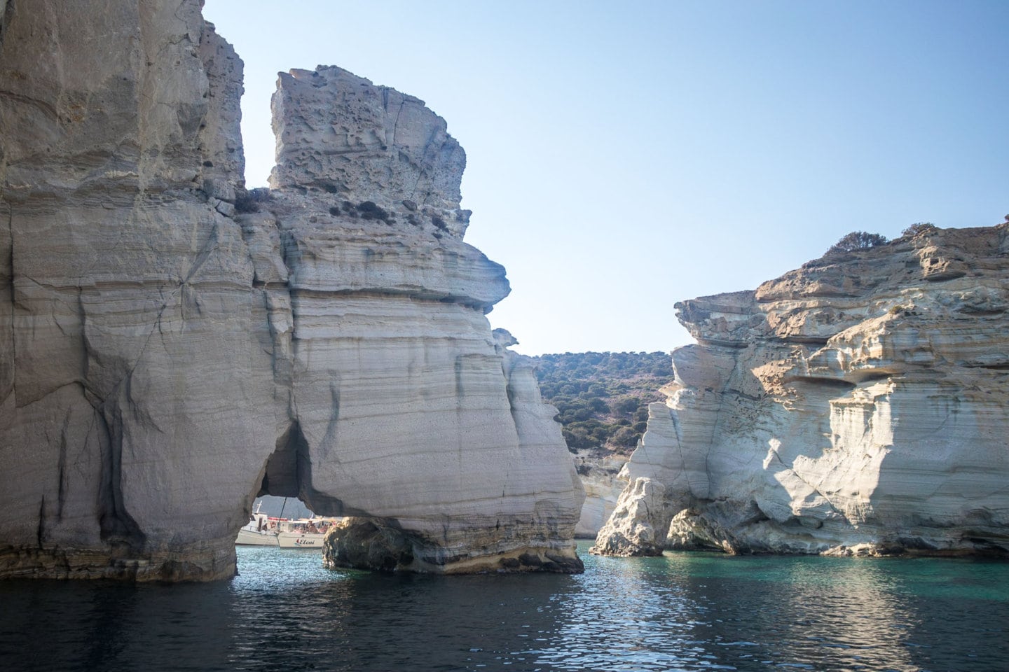 two boats peaking through