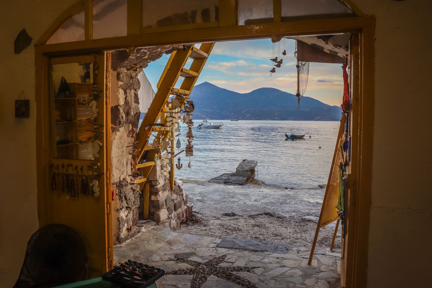 view of the sea from inside a store