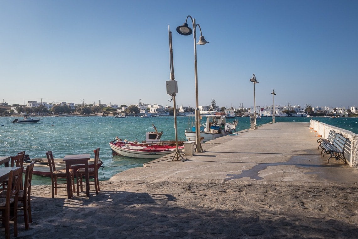 boats lining up the pier in Pollonia