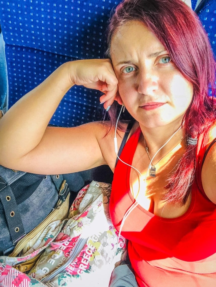 girl on train in Romania