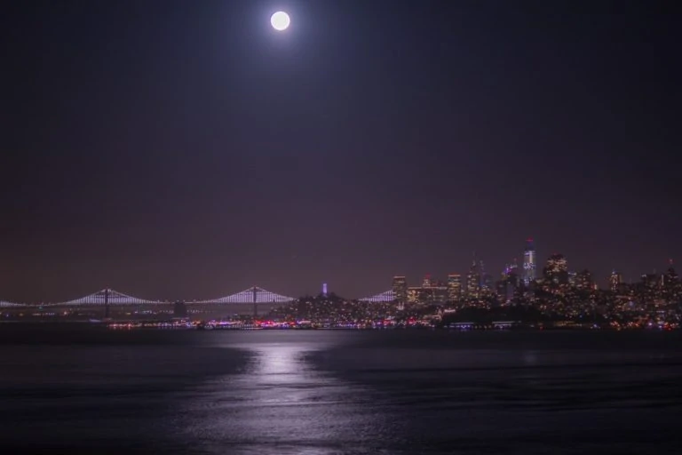 full moon over San Francisco bay