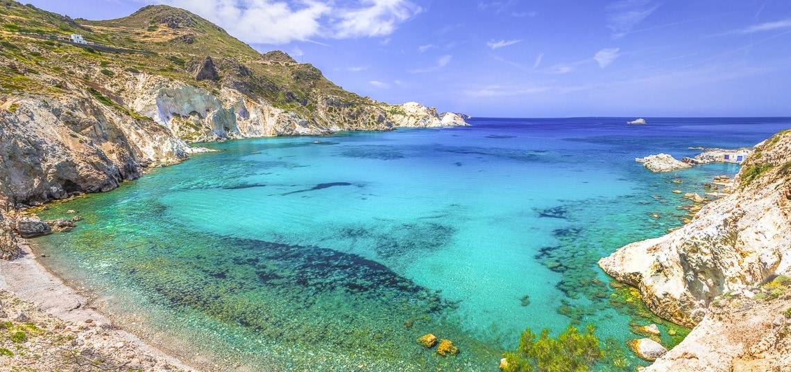 wide angle shot of Tourkothalassa beach on Milos island