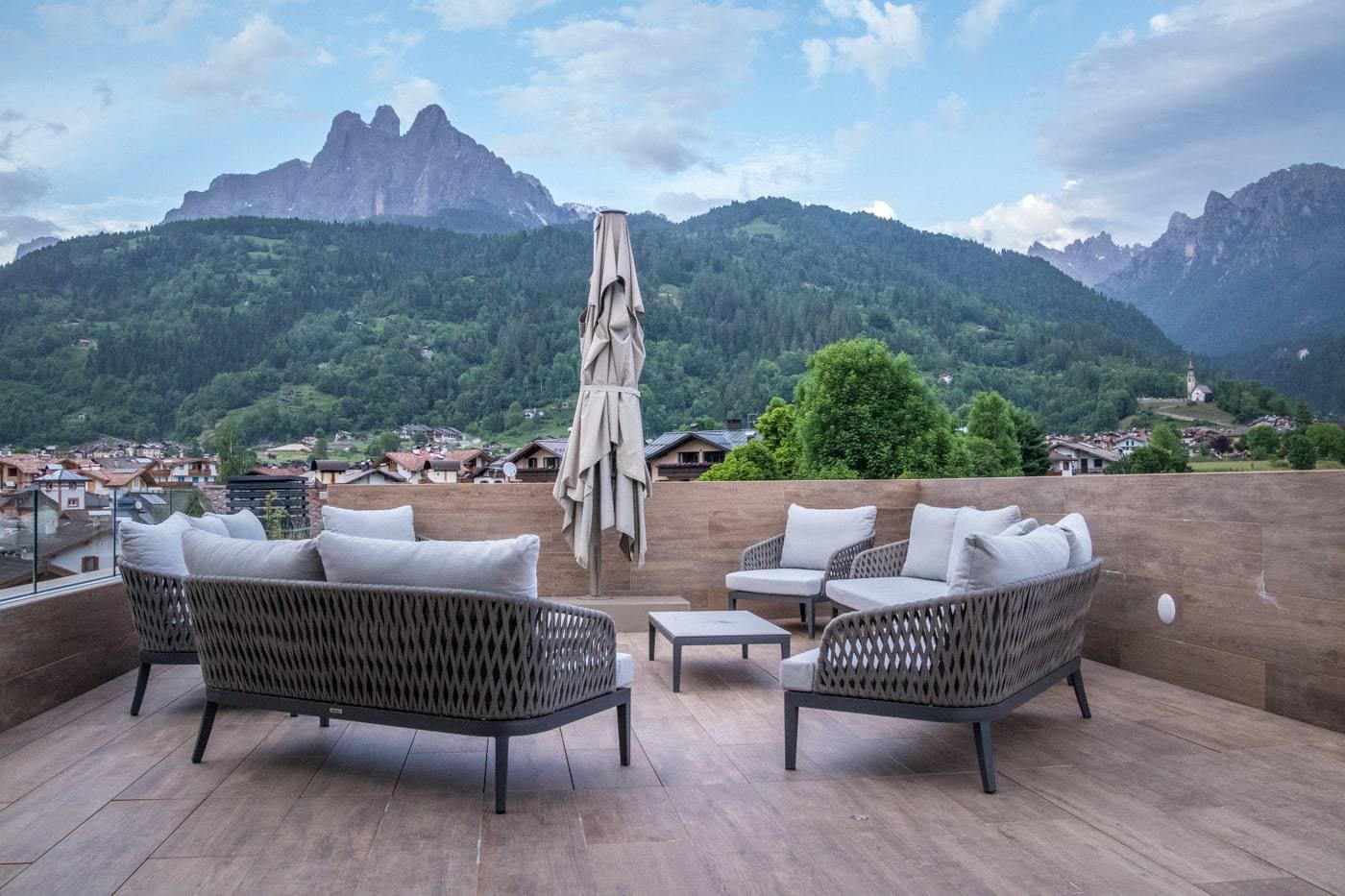 view from the sky spa at brunet hotel resort in the dolomites