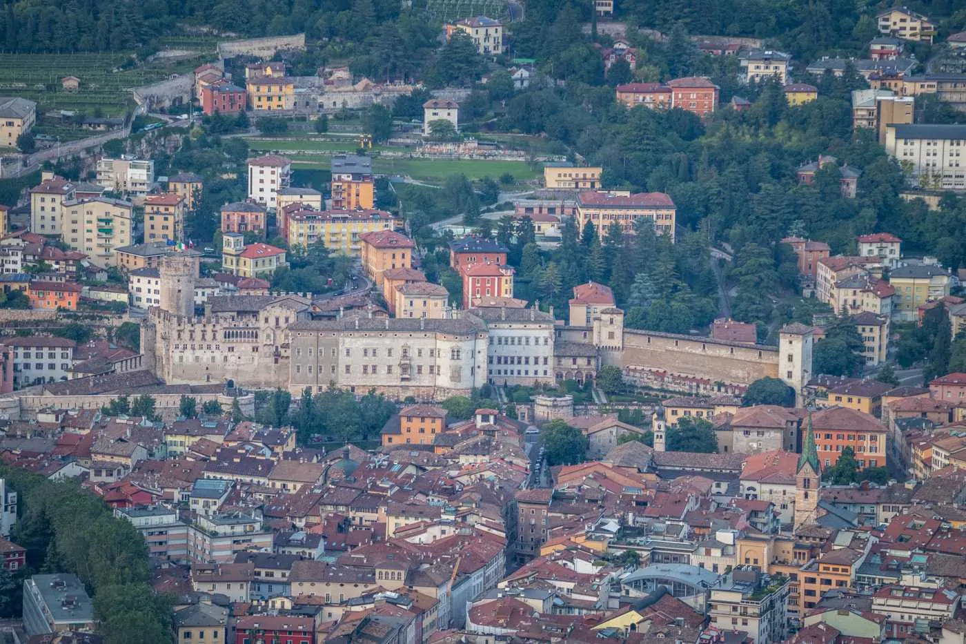 trento castle seen from the highest viewpoint in town