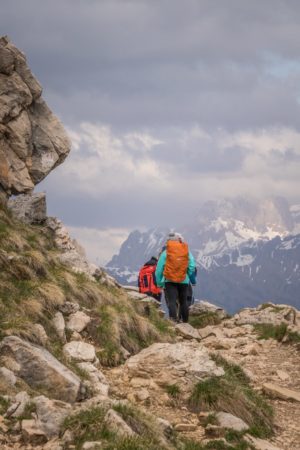 hiking through catinaccio dolomites