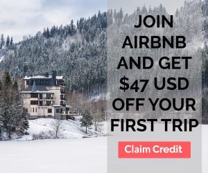 airbnb sidebar claim credit ad - house in the snow