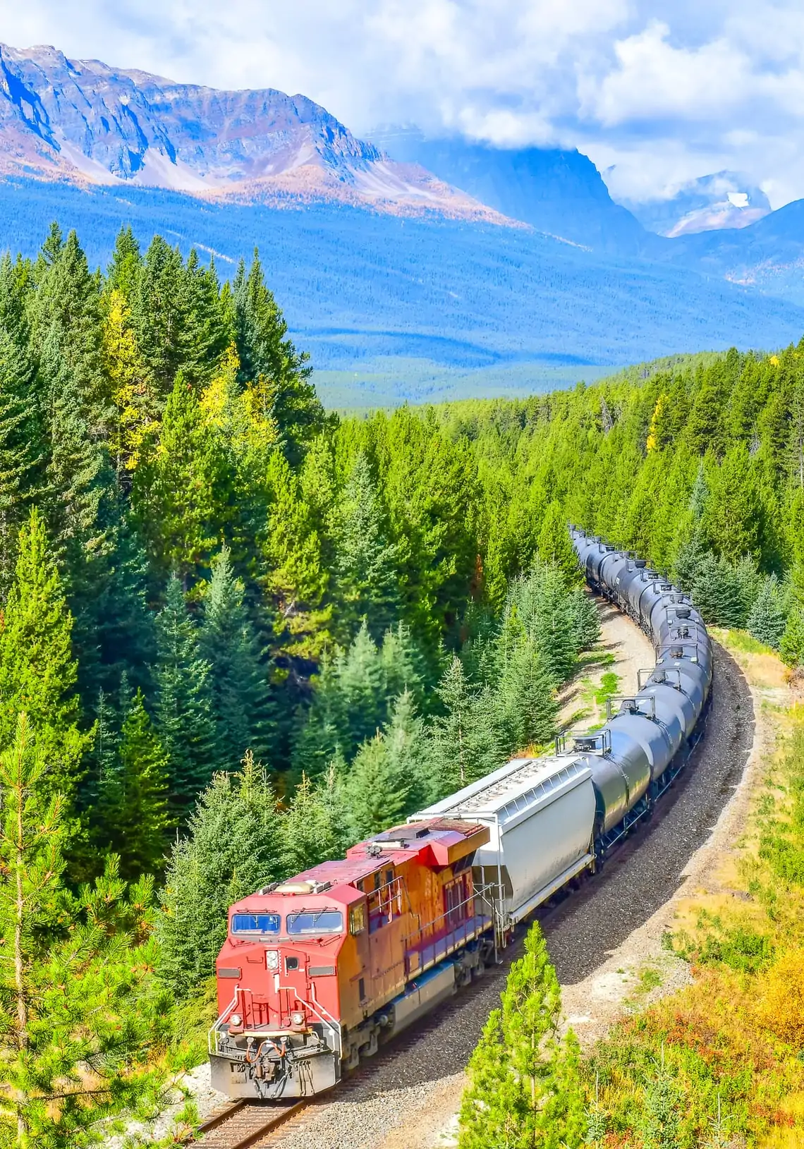 train passing through Banff