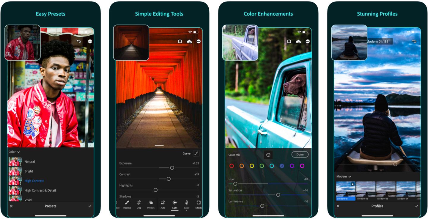 best travel apps - adobe lightroom app screenshots