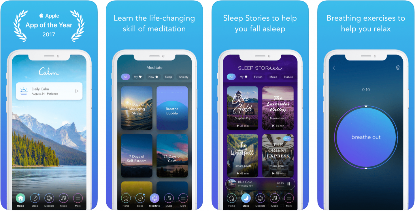best travel apps - calm app screenshots