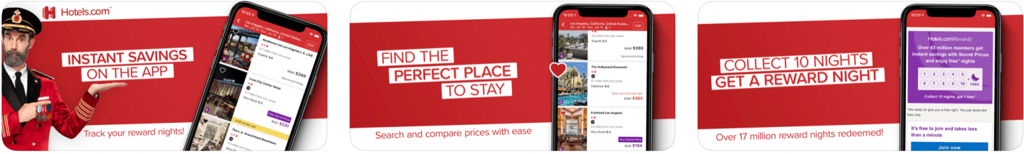 best travel apps - hotels.com app screenshots