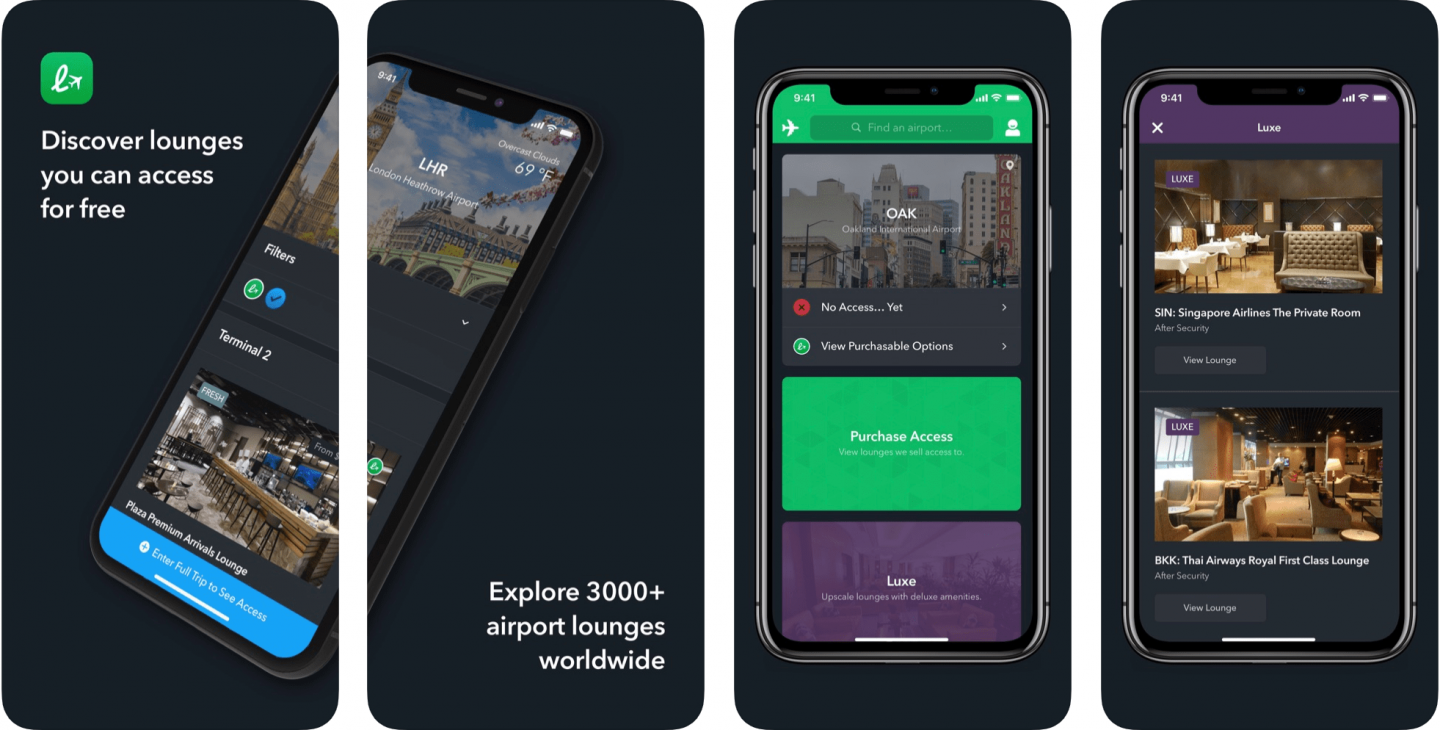 best travel apps - lounge buddy app screenshots