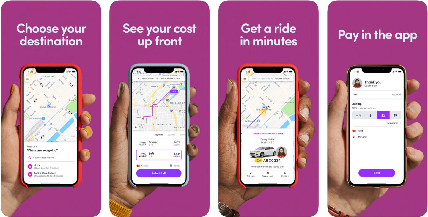 best travel apps - lyft app screenshots