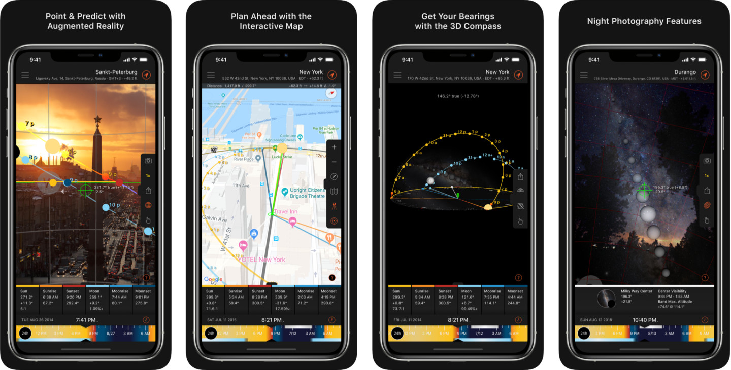 best travel apps - sun surveyor app screenshots