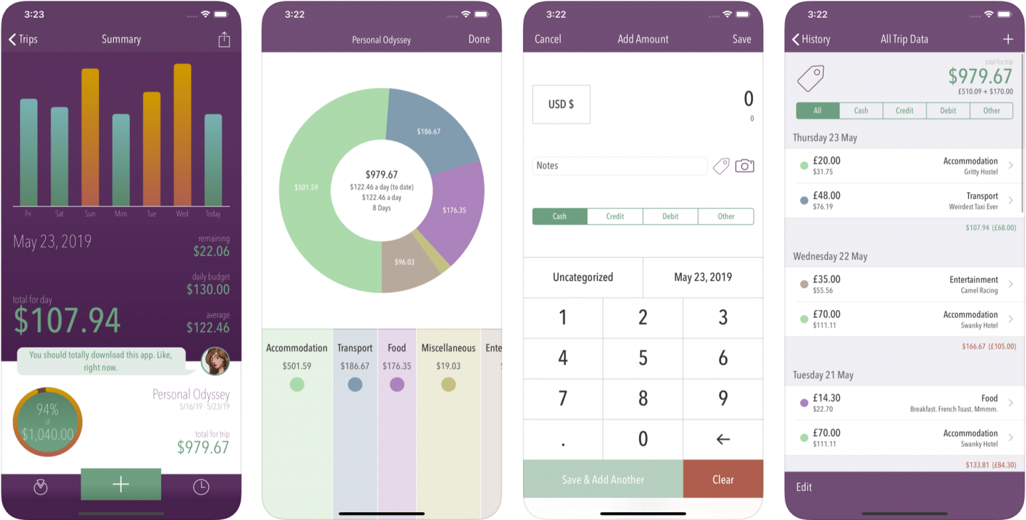 best travel apps - trail wallet app screenshots