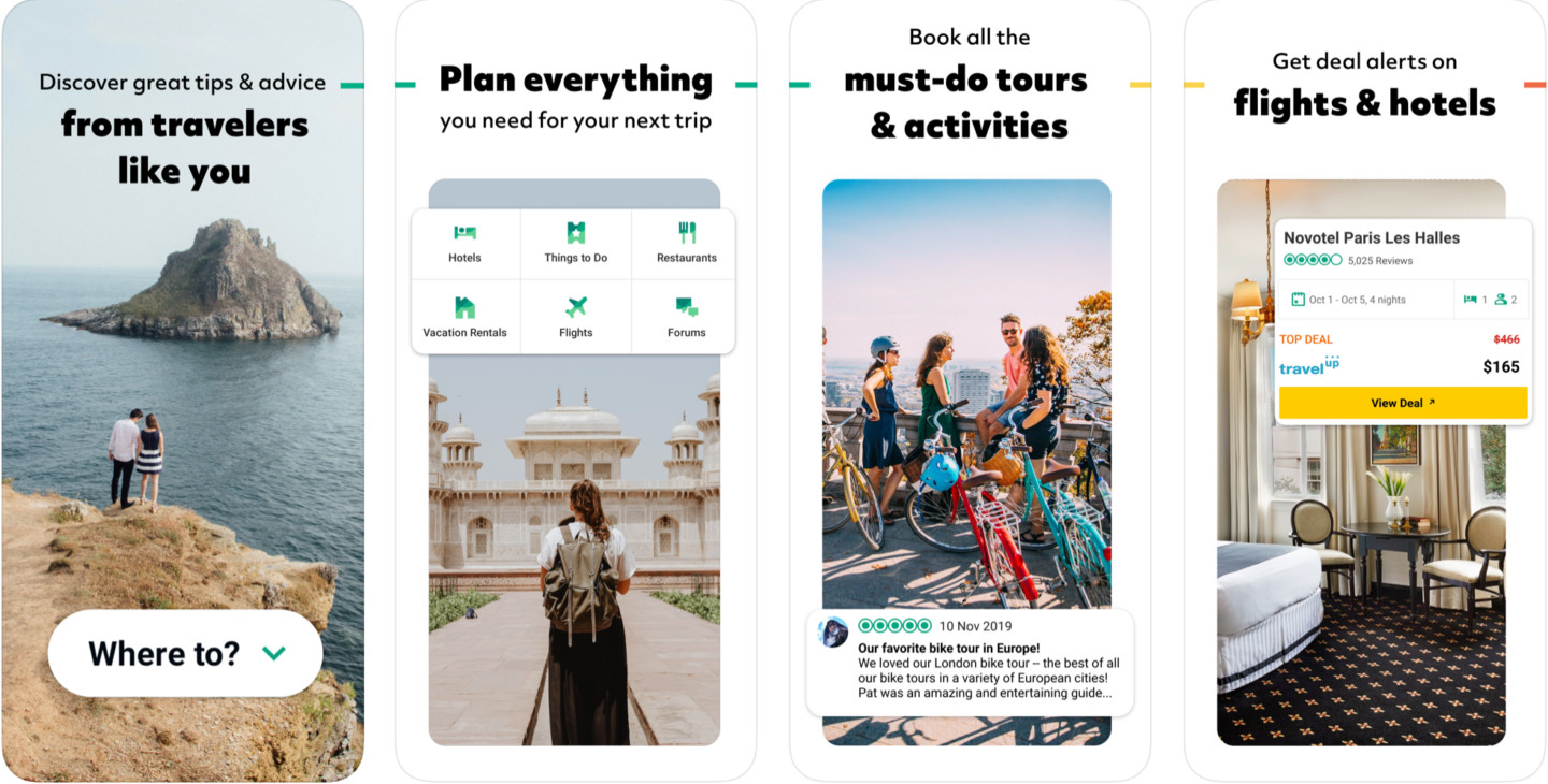 best travel apps - tripadvisor app screenshots