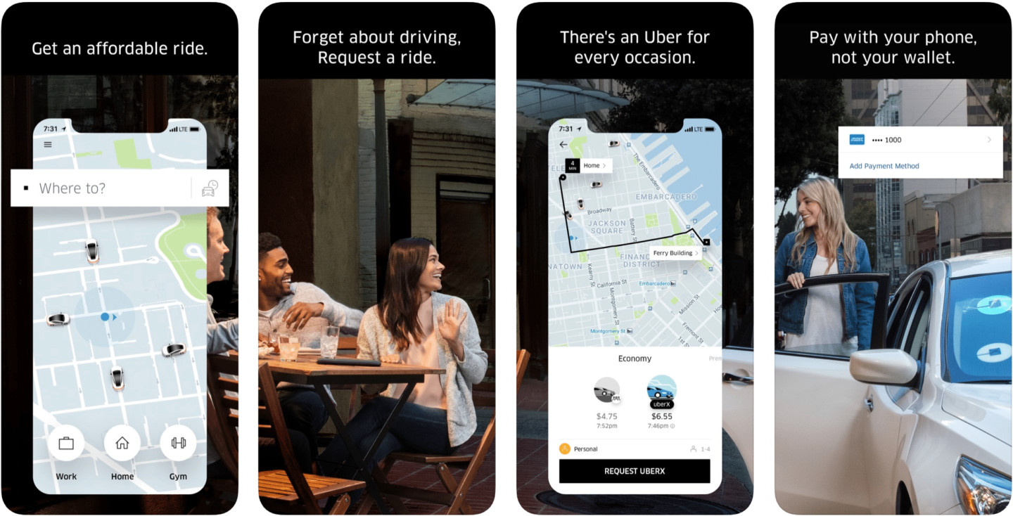 best travel apps - uber app screenshots